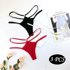 3pcs Cross Strap Women Cotton Thong