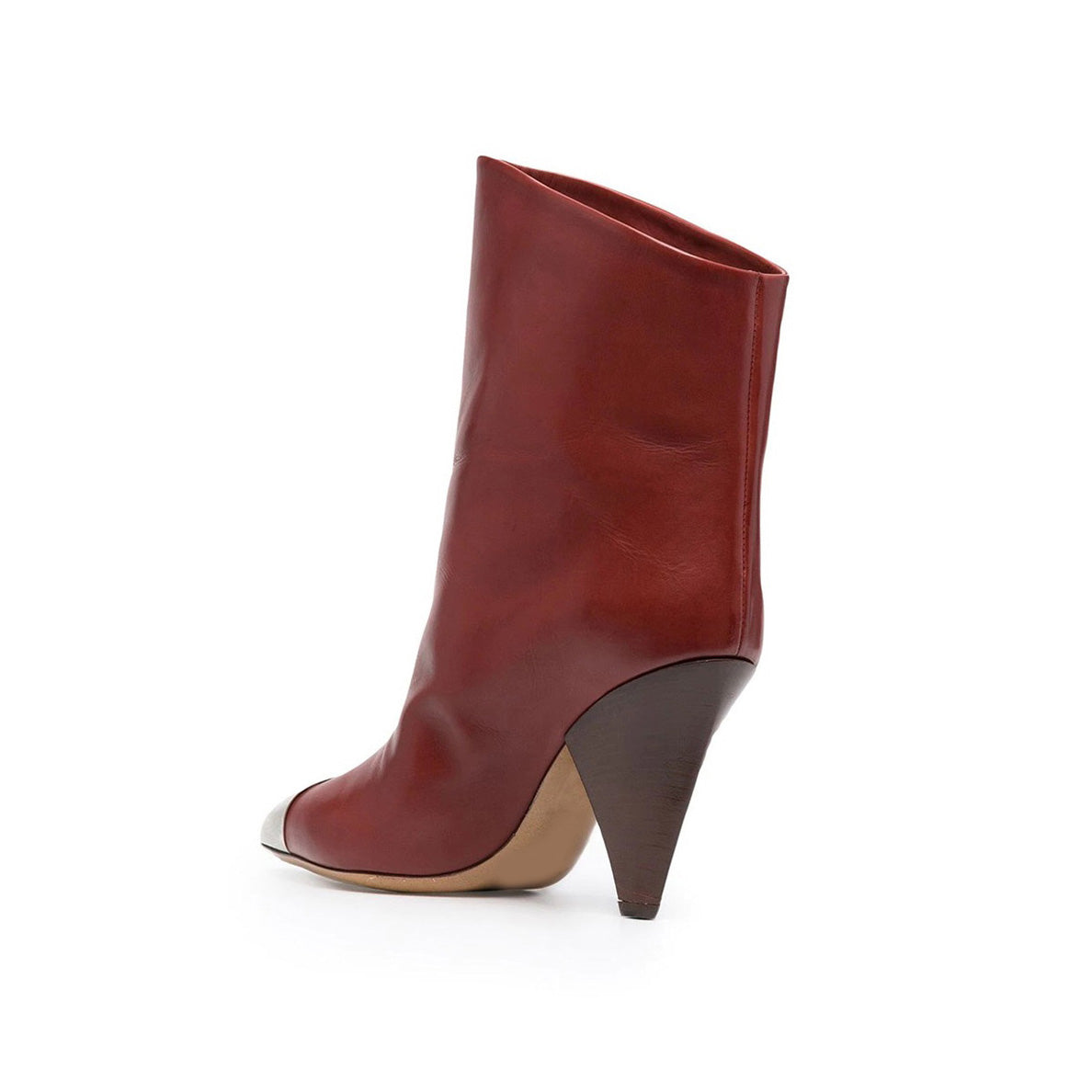 Metal Plated Leather Ankle Boots