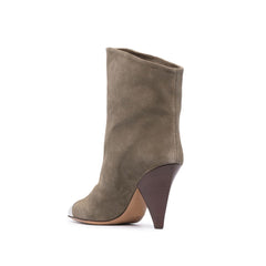 Metal Plated Suede Ankle Boots
