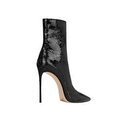 Sequinned Stiletto Heel Ankle Boots - 10cm