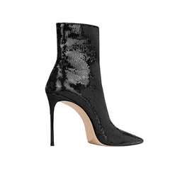 Sequinned Stiletto Heel Ankle Boots - 8cm