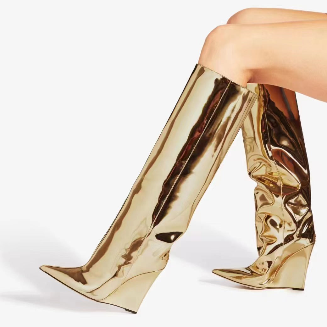 Wedged Heel Knee High Boots