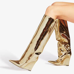 Wedged Heel Knee High Boots