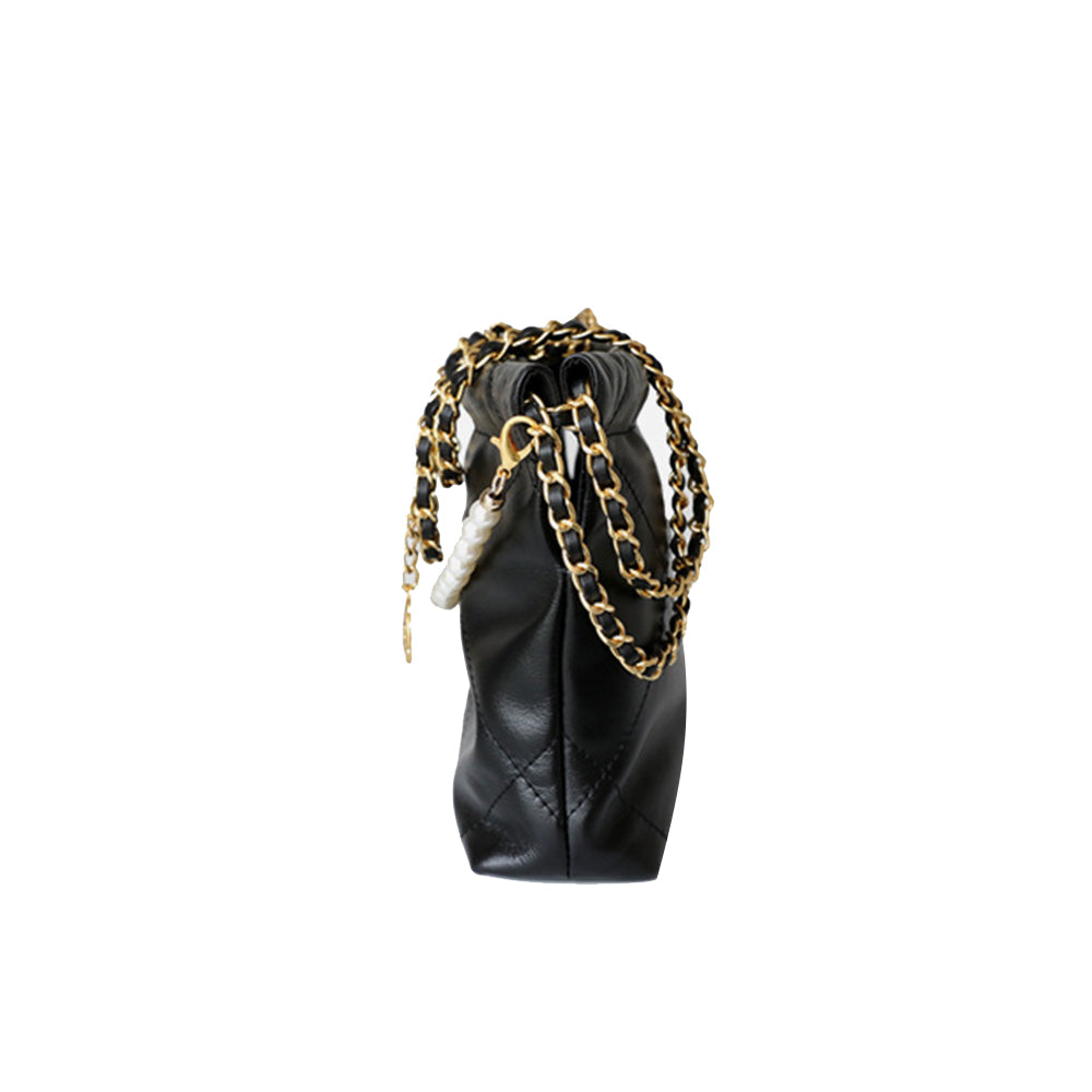 Chain And Pearl Quilted Cross Body Bag