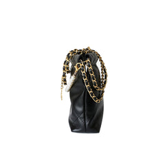 Chain And Pearl Quilted Cross Body Bag