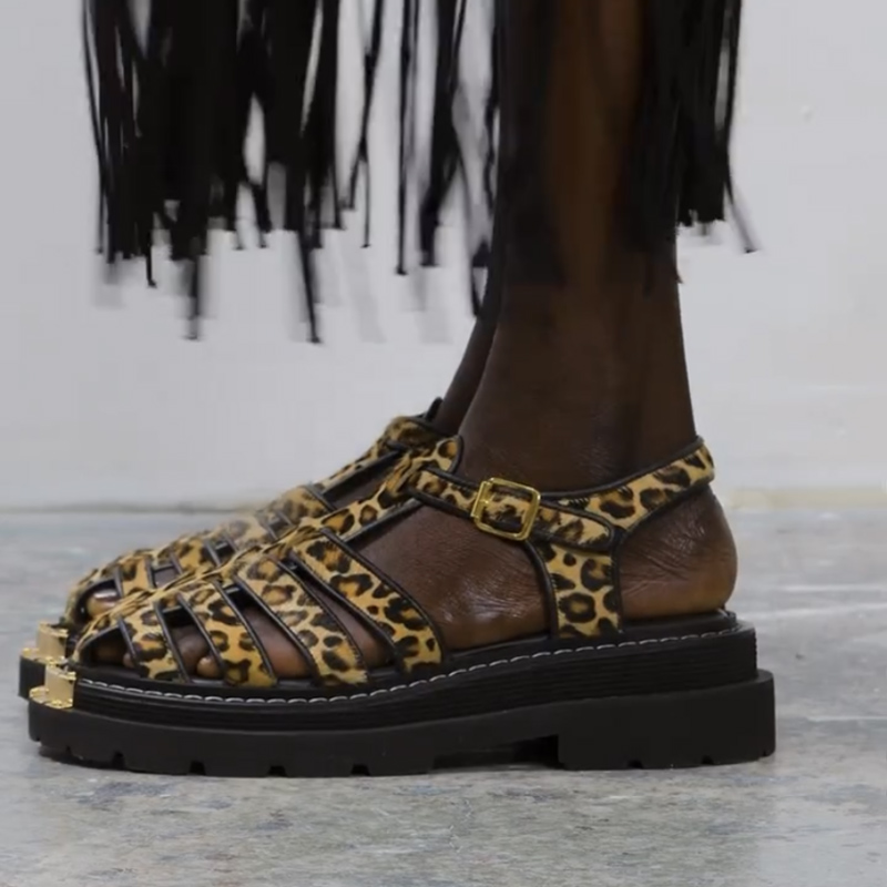 Leopard Studded Platform Sandals