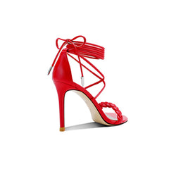 Braided Lace Up High Heel Sandals - 10cm