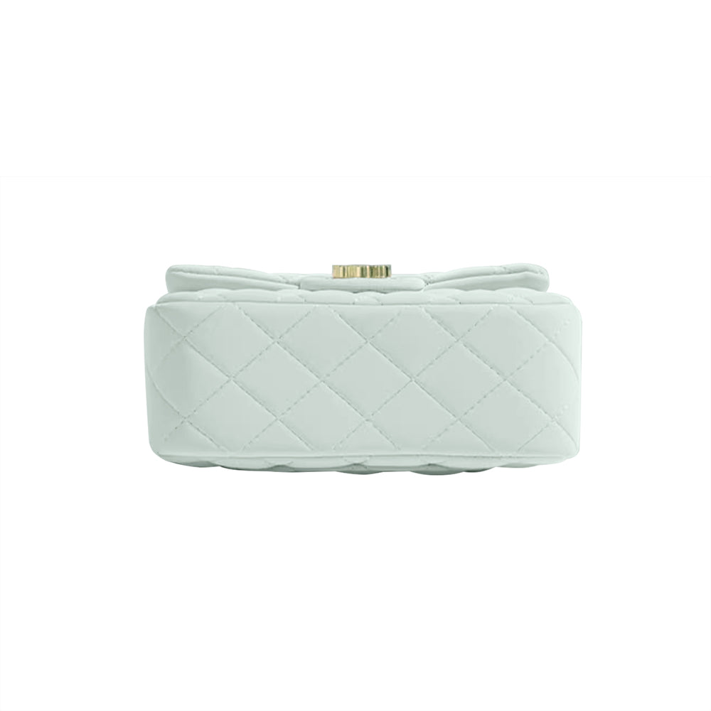Metal Lock Quilted Cross Body Bag