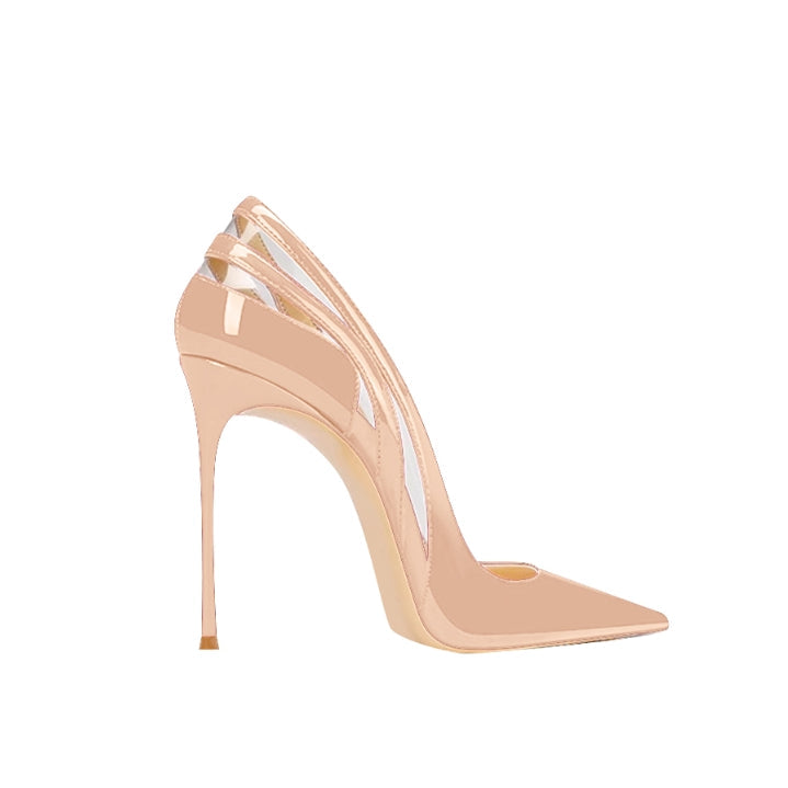 Patent Leather And PVC Mid Heel Pumps - 8cm