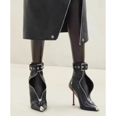 Buckled High Heel Ankle Boots