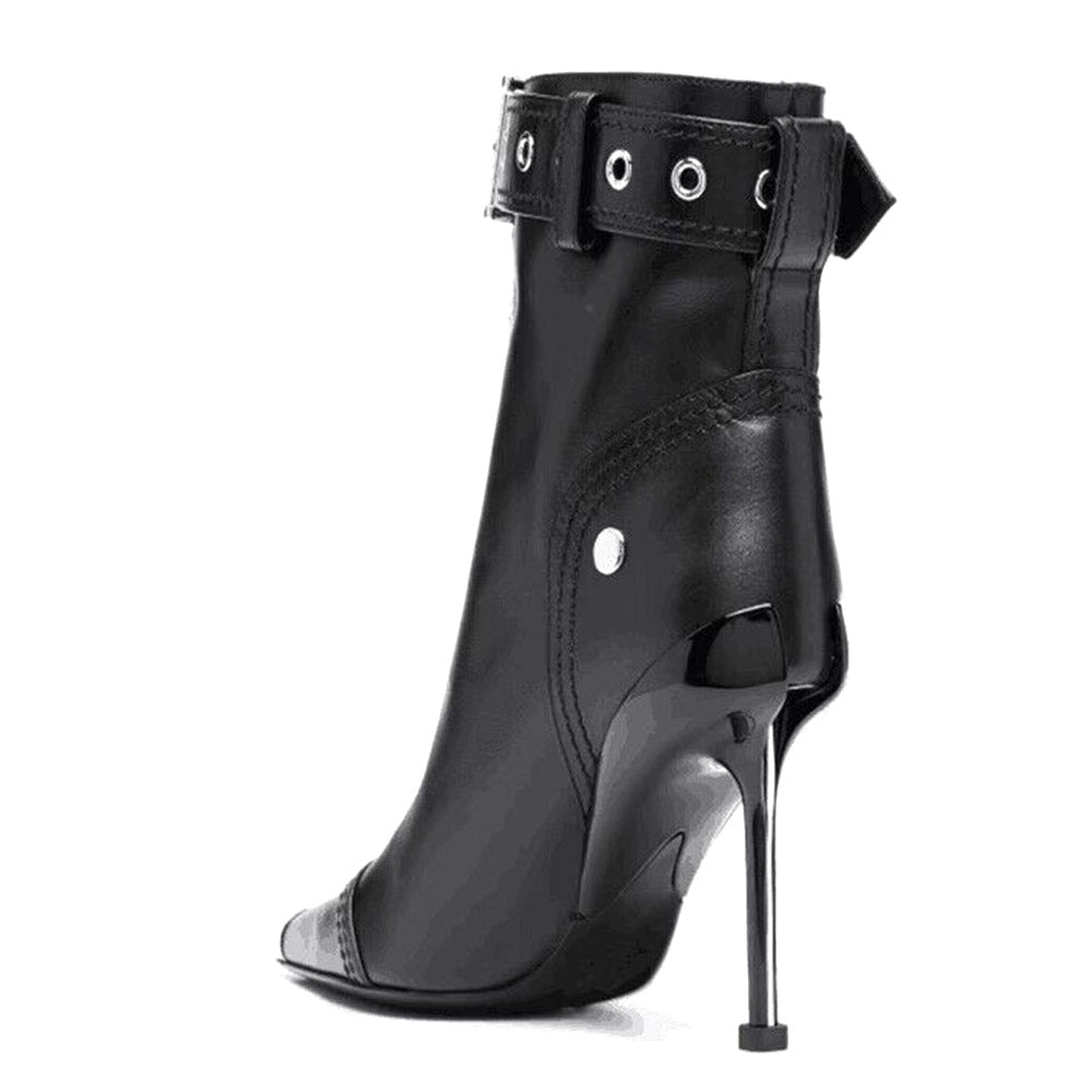Buckled High Heel Ankle Boots