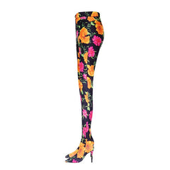 Printed Pointed Toe High Heel Boots