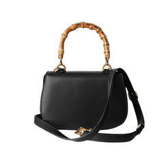 Bamboo Lock Leather Tote Bag - Small