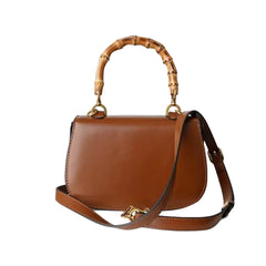 Bamboo Lock Leather Tote Bag - Small