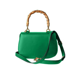 Bamboo Lock Leather Tote Bag - Large