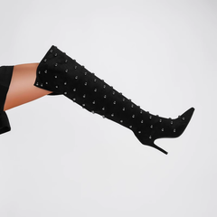 Studded High Heel Over The Knee Boots