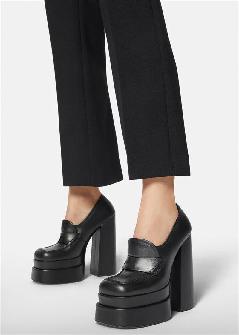 Block Heel Platform Pumps
