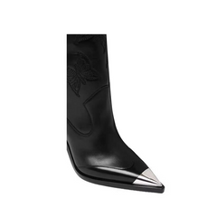 Metal Plated Stiletto Heel Knee High Boots