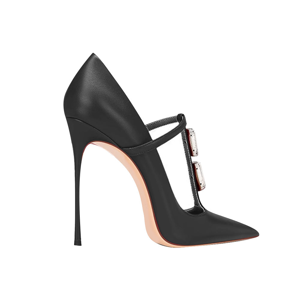 Diamante T-Strap High Heel Sandals - 10cm
