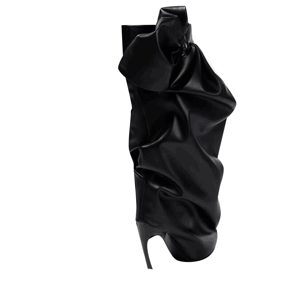 Bow Leather Knee High Boots