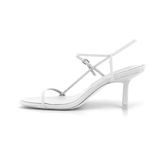 Strappy Leather Mid Heel Floss Sandals