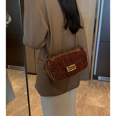 Metal Lock Velvet Cross Body Bag