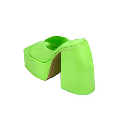 Block Heel Platform Mules Sandals