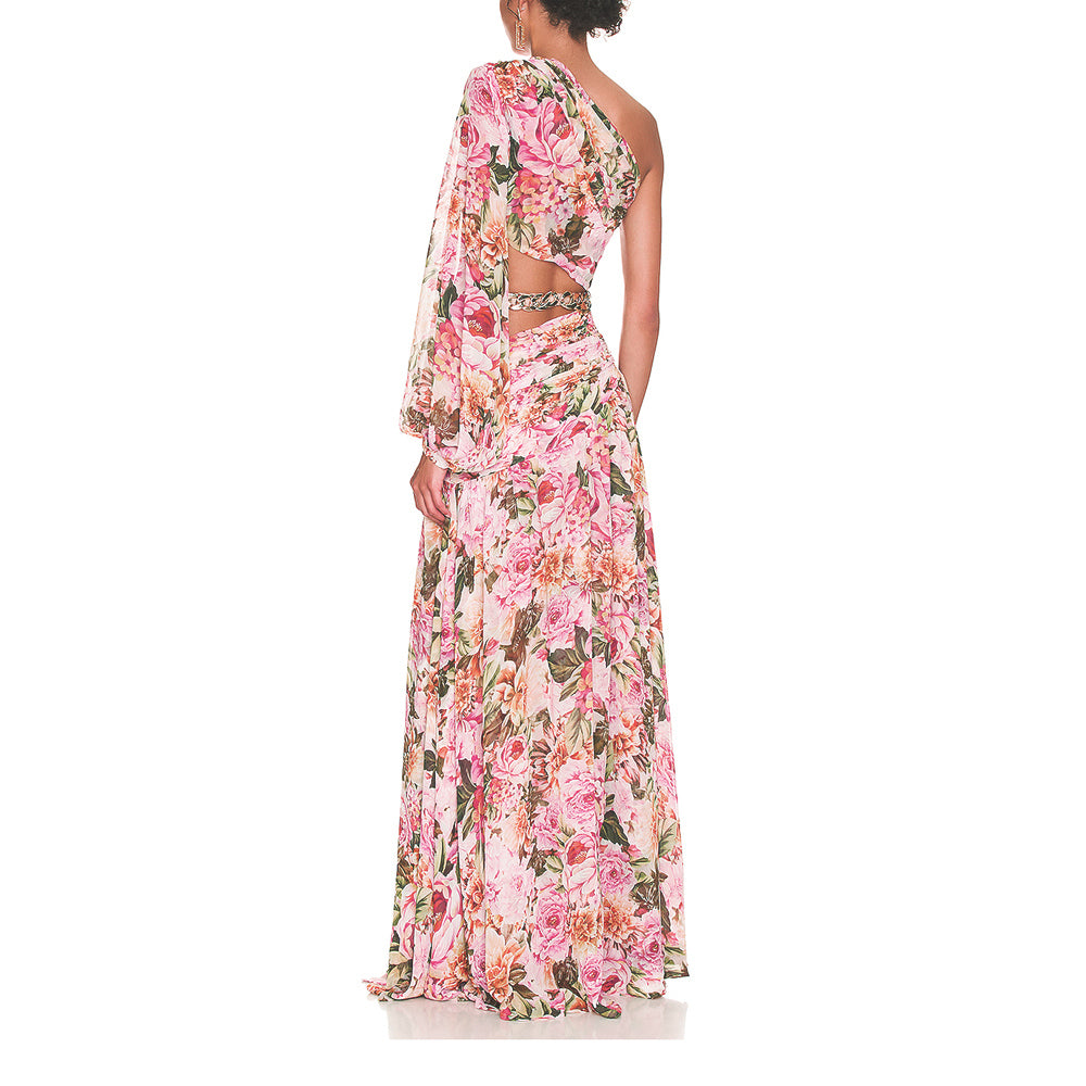 Printed Cut Out Slip Dress
