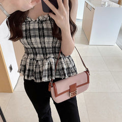 Metal Lock Bi-Color Cross Body Bag