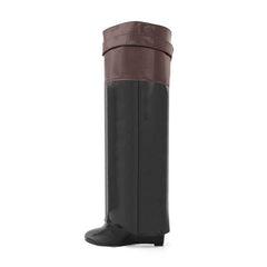 Patent Leather Wedged Heel Knee High Boots