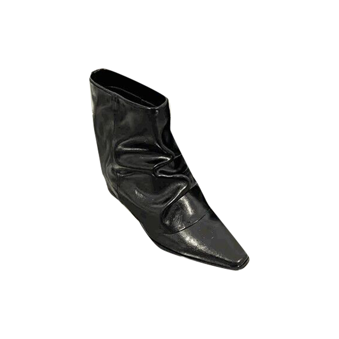 Block Heel Leather Ankle Boots