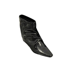 Block Heel Leather Ankle Boots