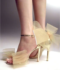 Asymmetric Bow Embellished Patent Leather High Hee
