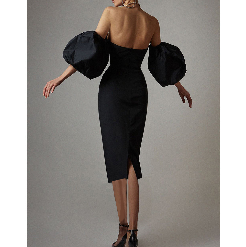 Puff Sleeves Off-Shoulder Maxi Dress