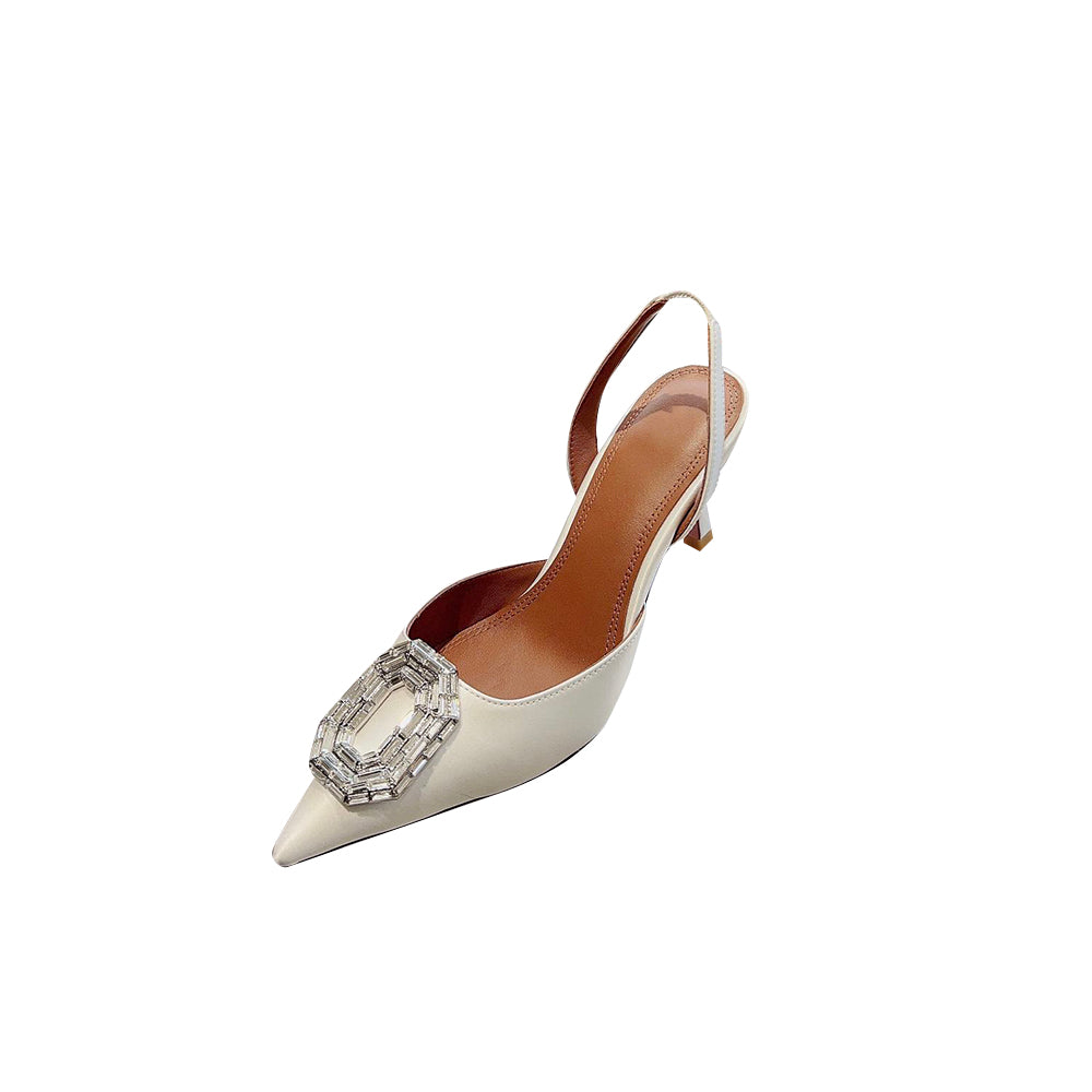 Diamante Buckled Mid Heel Sandals - 7cm