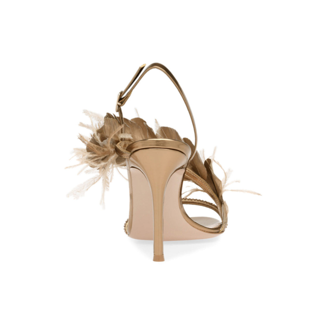 Feather And Damante Mid Heel Sandals - 7.5cm