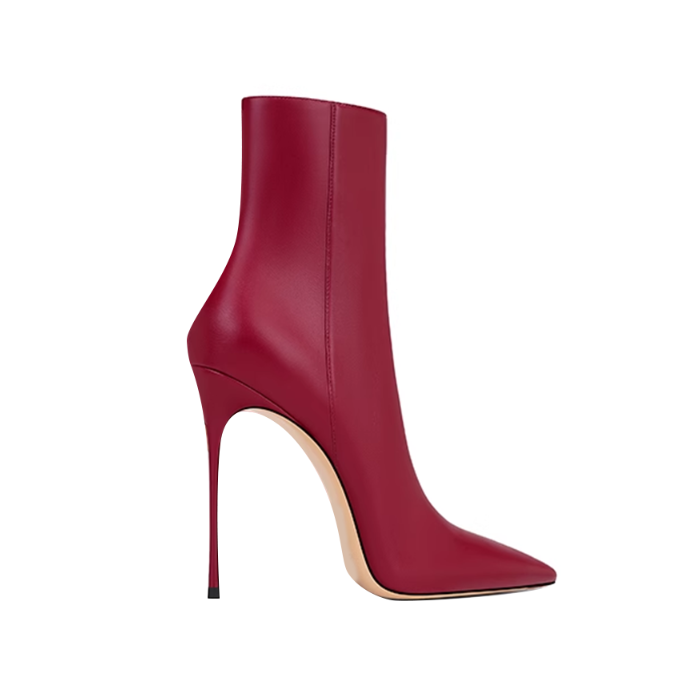 Leather High Heel Ankle Boots