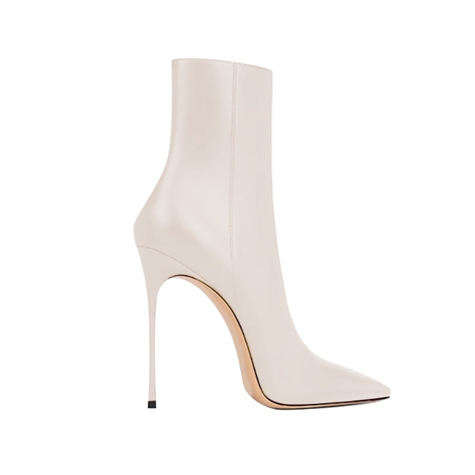 Leather High Heel Ankle Boots