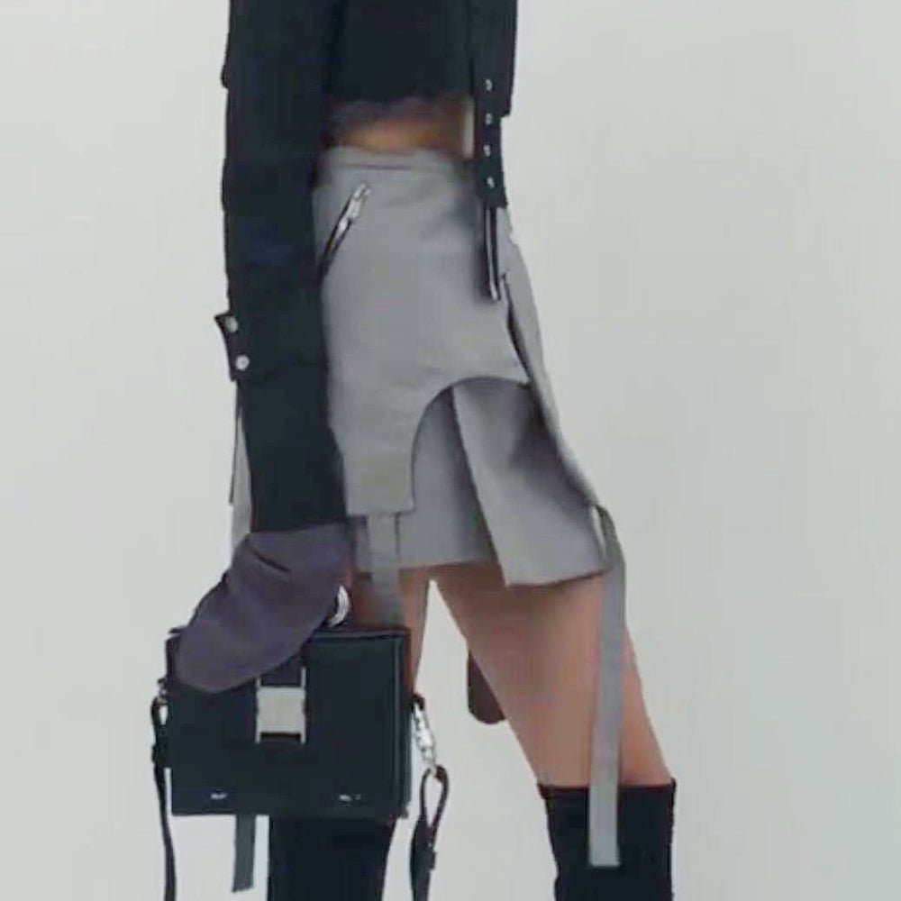 Asymmetric Hem Mini Skirt