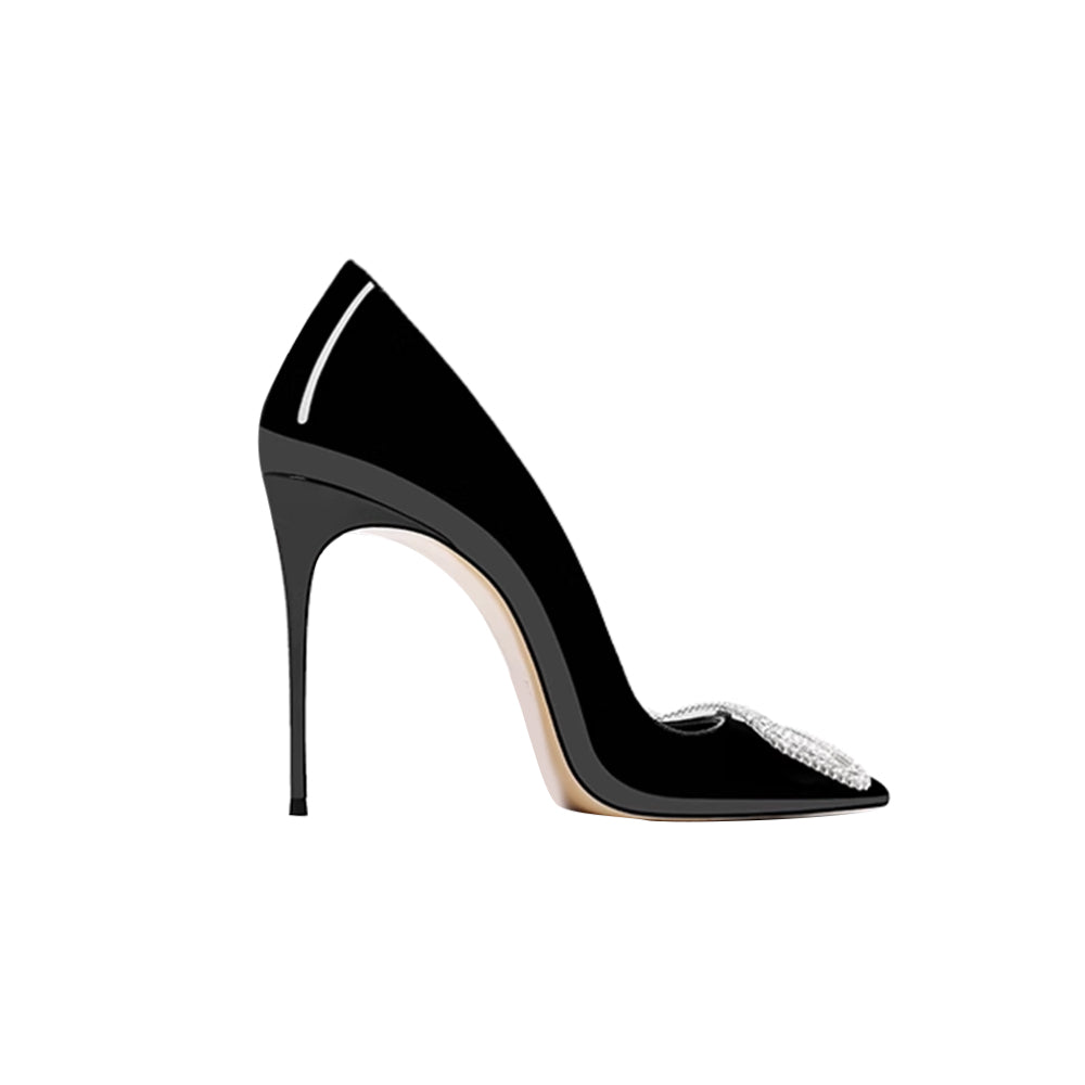 Diamante Buckled Mid Heel Pumps - 8cm