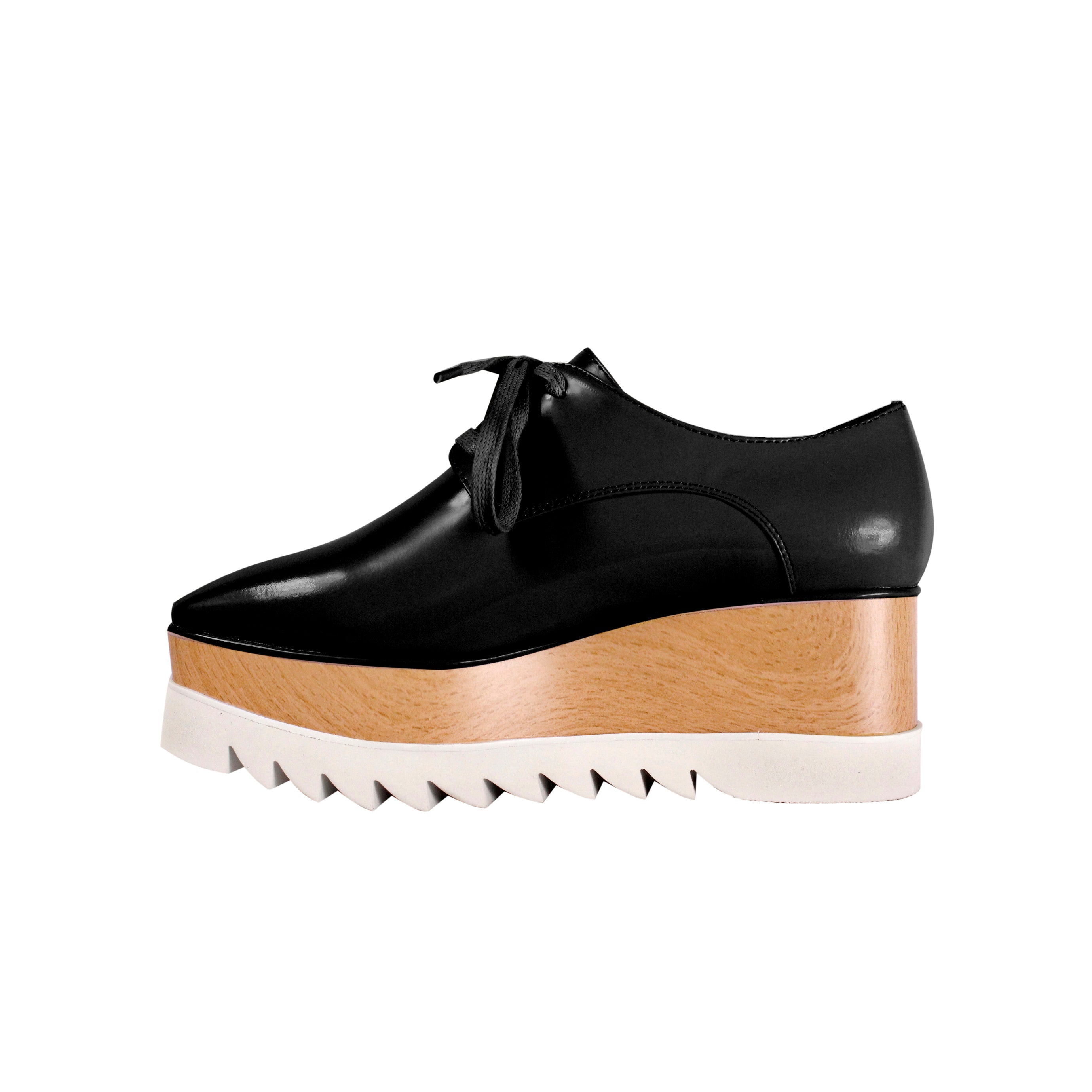 Lace Up Patent Leather Oxford Platform Sneakers