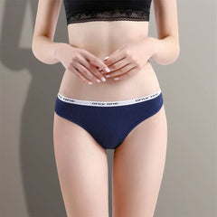 5 PCS Letters Waist Cotton Ribbed Thong