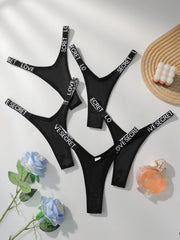 5 Pack Sexy Women's T Back Letter Thong