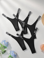5 Pack Sexy Women's T Back Letter Thong