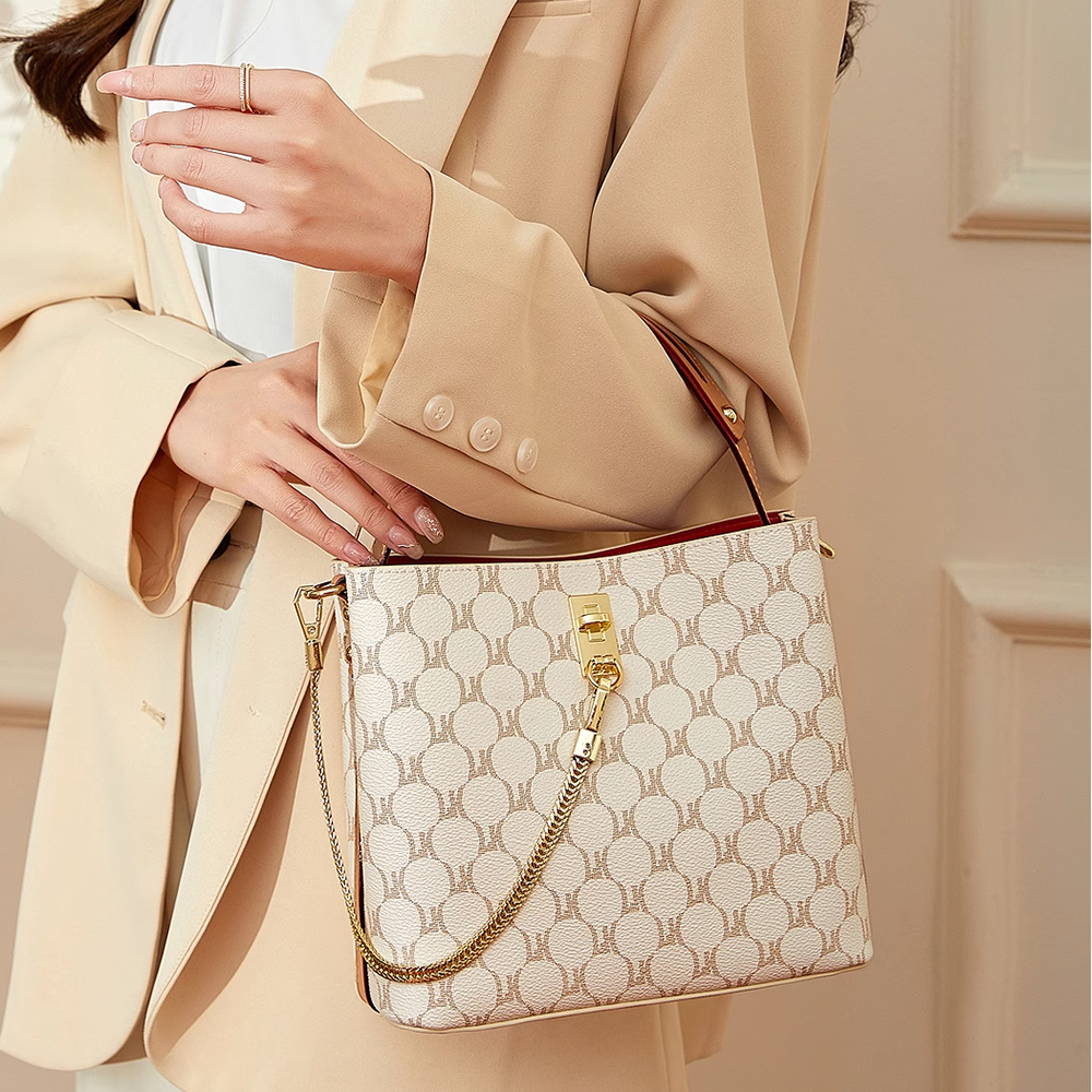 Printed Chain Bucket Bag