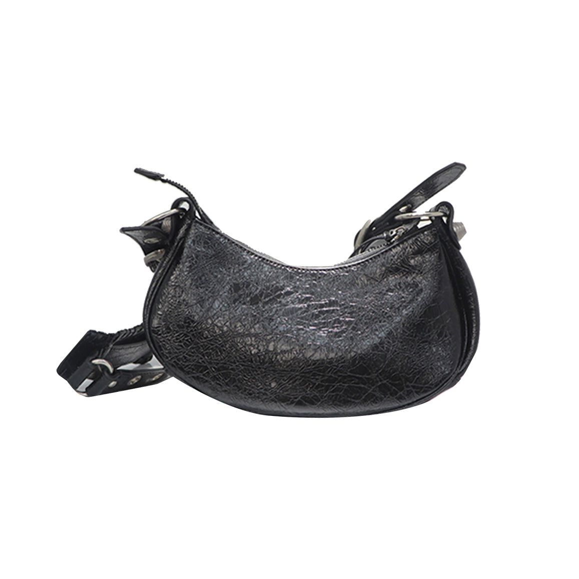 Buckled Leather Cross Body Bag - Large