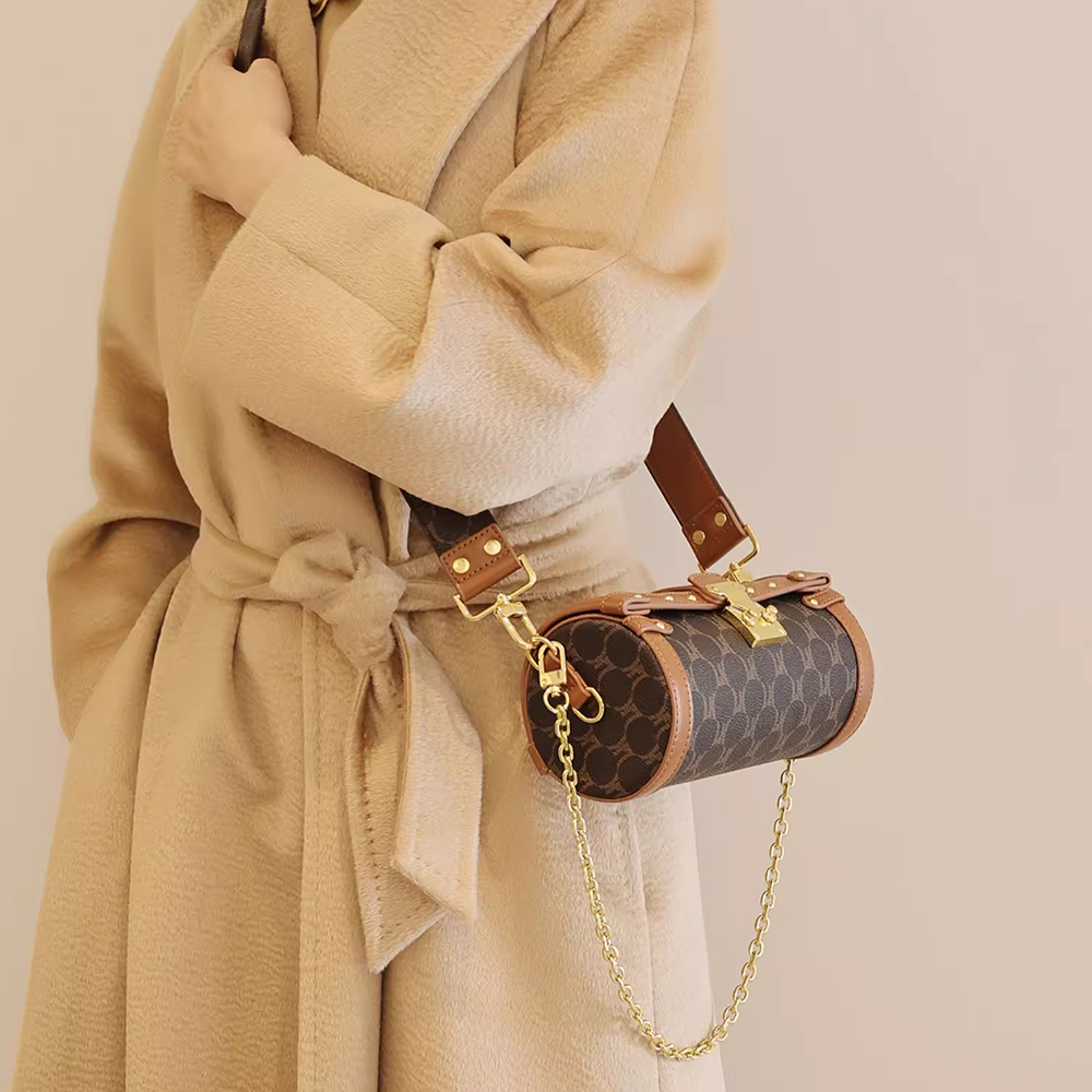 Metal Lock Studded Cross Body Bag