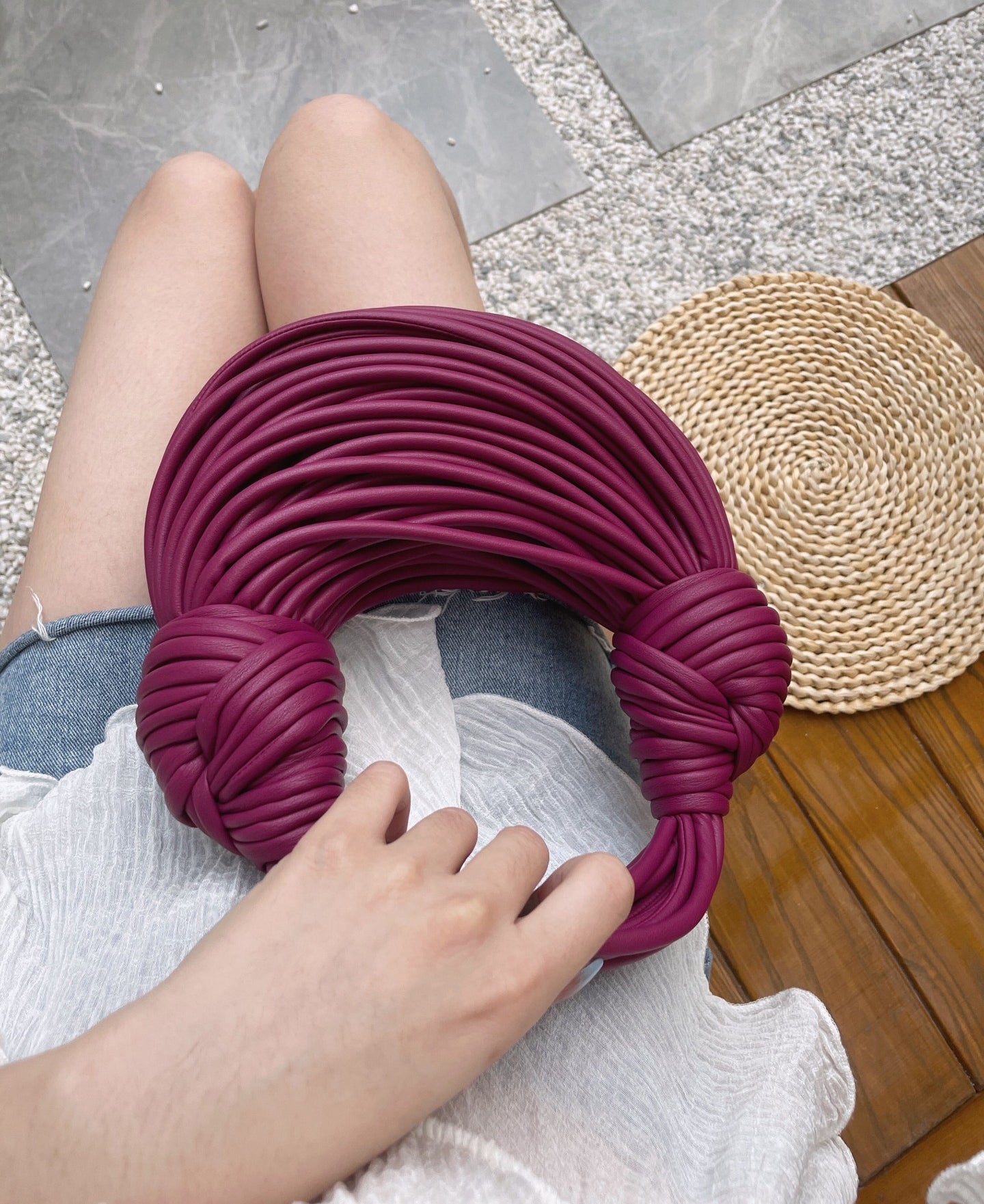 Knotted Leather Tote Bag