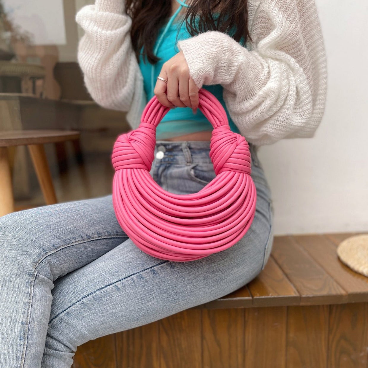Knotted Leather Tote Bag