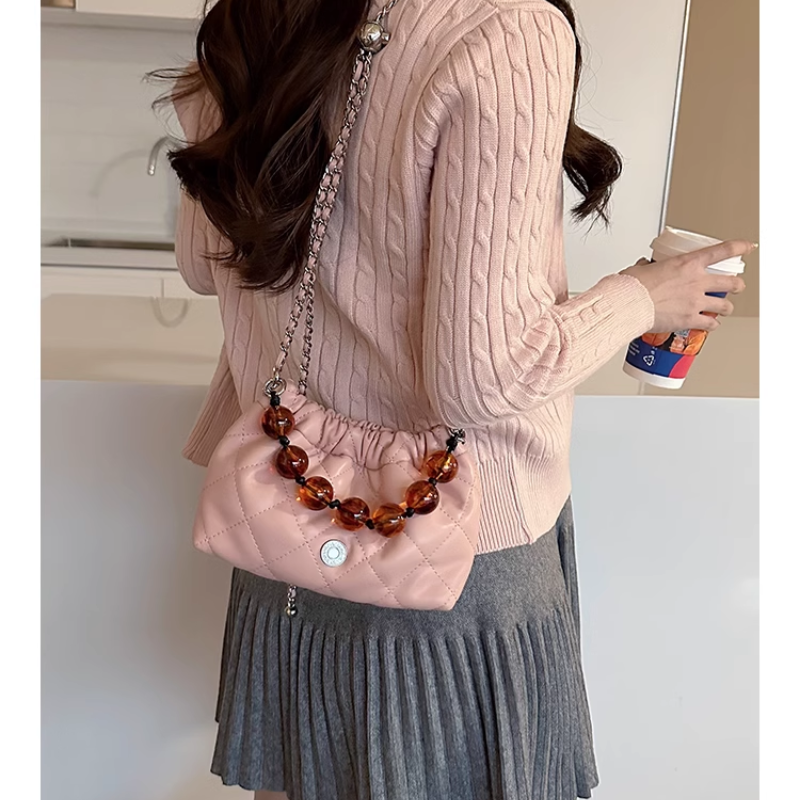 Beaded Embellished Quilted Cross Body Bag